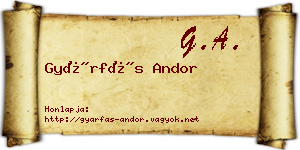 Gyárfás Andor névjegykártya